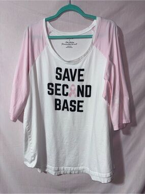 torrid White Tee with Light Pink Raglan Sleeves and Ribbon Graphic